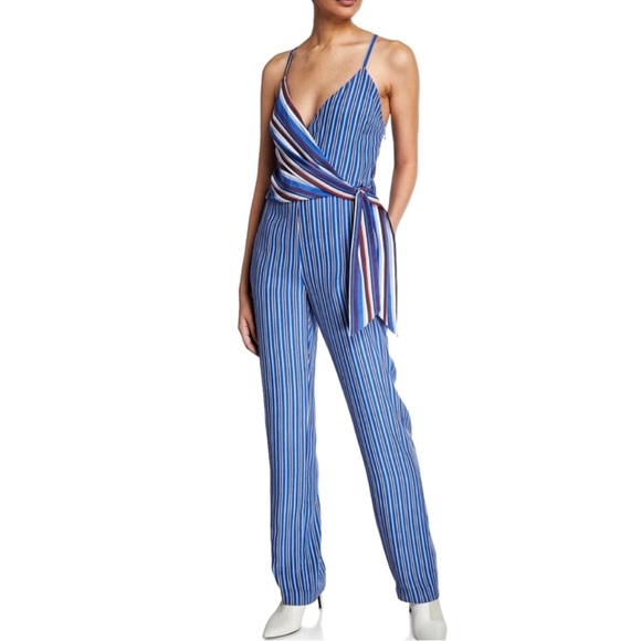 RAG & BONE REVOLVE BLUE SILK STRIPED JUMPSUIT - Picture 11 of 11